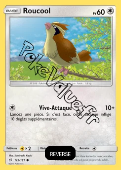 Carte Pokémon Roucool Reverse n°122 de la série Duo de Choc