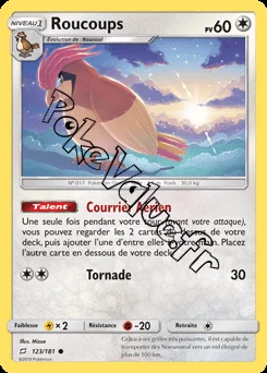 Carte Pokémon Roucoups n°123 de la série Duo de Choc