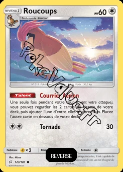 Carte Pokémon Roucoups Reverse n°123 de la série Duo de Choc