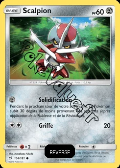 Carte Pokémon Scalpion Reverse n°104 de la série Duo de Choc