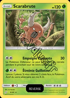 Carte Pokémon Scarabrute Reverse n°9 de la série Duo de Choc
