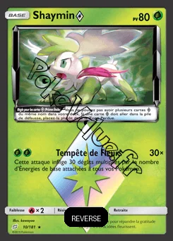 Carte Pokémon Shaymin Reverse n°10 de la série Duo de Choc