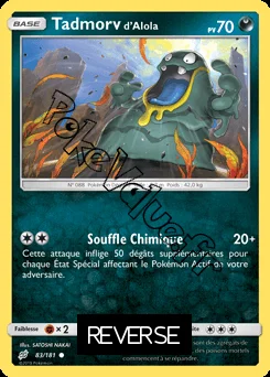 Carte Pokémon Tadmorv d’Alola Reverse n°83 de la série Duo de Choc