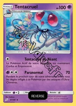 Carte Pokémon Tentacruel  Reverse n°61 de la série Duo de Choc