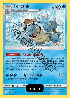 Carte Pokémon Tortank  Reverse n°25 de la série Duo de Choc
