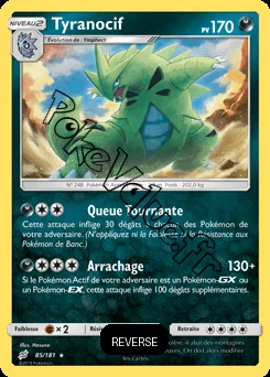 Carte Pokémon Tyranocif Reverse n°85 de la série Duo de Choc
