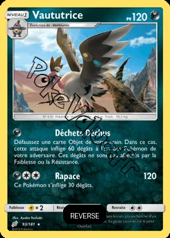 Carte Pokémon Vaututrice Reverse n°93 de la série Duo de Choc