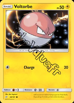 Carte Pokémon Voltorbe n°38 de la série Duo de Choc