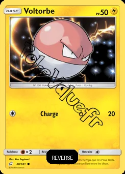 Carte Pokémon Voltorbe Reverse n°38 de la série Duo de Choc