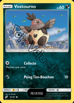 Carte Pokémon Vostourno Reverse n°92 de la série Duo de Choc