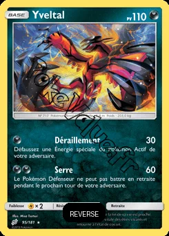 Carte Pokémon Yveltal  Reverse n°95 de la série Duo de Choc