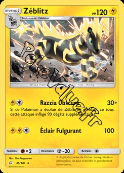 Carte Pokémon Zéblitz n°45 de la série Duo de Choc