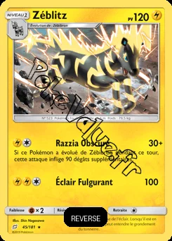 Carte Pokémon Zéblitz Reverse n°45 de la série Duo de Choc