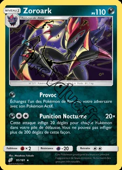 Carte Pokémon Zoroark  n°91 de la série Duo de Choc