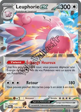 Carte Pokémon Leuphorie ex  n°134 de la série Mascarade Crépusculaire