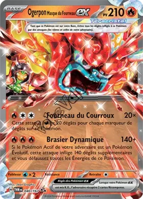 Carte Pokémon Ogerpon Masque du Fourneau ex  n°040 de la série Mascarade Crépusculaire