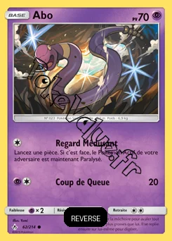 Carte Pokémon Abo Reverse n°62 de la série Alliance Infaillible