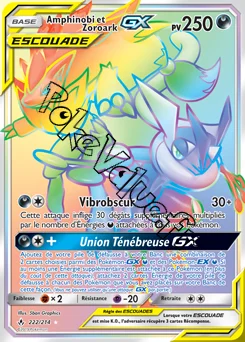 Carte Pokémon Amphinobi et Zoroark GX n°222 de la série Alliance Infaillible