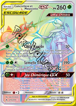 Carte Pokémon Cancrelove & Mouscoto GX  n°215 de la série Alliance Infaillible