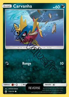 Carte Pokémon Carvanha  Reverse n°110 de la série Alliance Infaillible