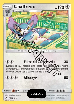 Carte Pokémon Chaffreux Reverse n°160 de la série Alliance Infaillible
