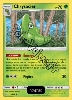 Carte Pokémon Chrysacier Reverse n°3 de la série Alliance Infaillible