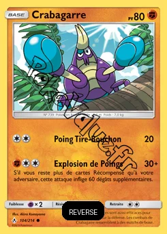 Carte Pokémon Crabagarre Reverse n°104 de la série Alliance Infaillible