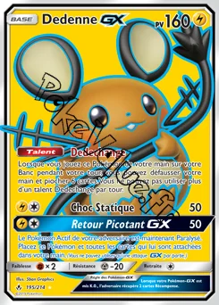 Carte Pokémon Dedenne GX  n°195 de la série Alliance Infaillible
