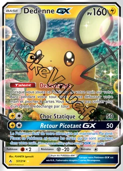 Carte Pokémon Dedenne GX  n°57 de la série Alliance Infaillible