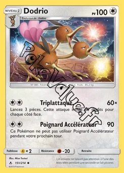 Carte Pokémon Dodrio  n°151 de la série Alliance Infaillible