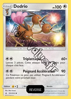 Carte Pokémon Dodrio  Reverse n°151 de la série Alliance Infaillible