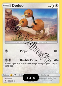 Carte Pokémon Doduo  Reverse n°150 de la série Alliance Infaillible