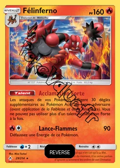 Carte Pokémon Félinferno Reverse n°29 de la série Alliance Infaillible