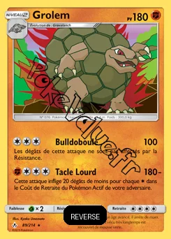 Carte Pokémon Grolem Reverse n°89 de la série Alliance Infaillible