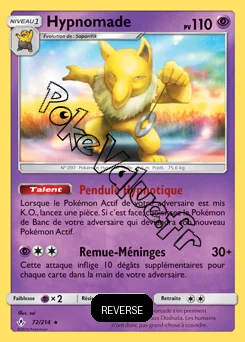 Carte Pokémon Hypnomade Reverse n°72 de la série Alliance Infaillible