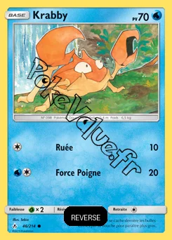 Carte Pokémon Krabby  Reverse n°46 de la série Alliance Infaillible