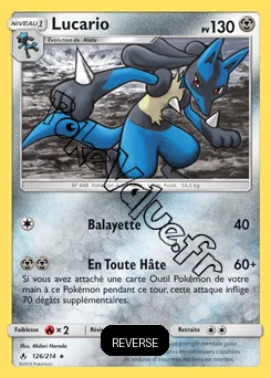 Carte Pokémon Lucario  Reverse n°126 de la série Alliance Infaillible