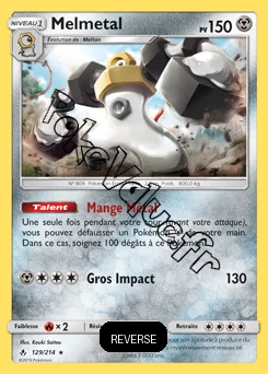 Carte Pokémon Melmetal  Reverse n°129 de la série Alliance Infaillible