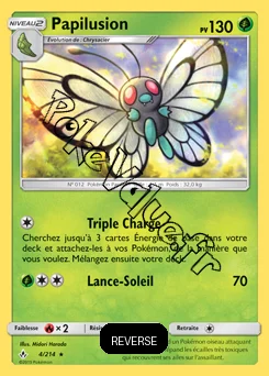 Carte Pokémon Papilusion Reverse n°4 de la série Alliance Infaillible