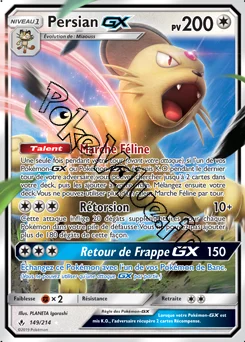 Carte Pokémon Persian GX  n°149 de la série Alliance Infaillible