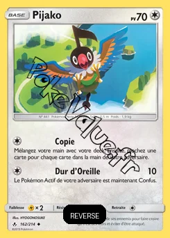 Carte Pokémon Pijako Reverse n°162 de la série Alliance Infaillible