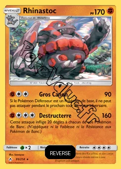Carte Pokémon Rhinastoc Reverse n°95 de la série Alliance Infaillible