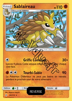 Carte Pokémon Sablaireau  Reverse n°84 de la série Alliance Infaillible