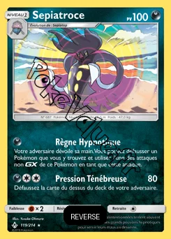 Carte Pokémon Sepiatroce Reverse n°119 de la série Alliance Infaillible