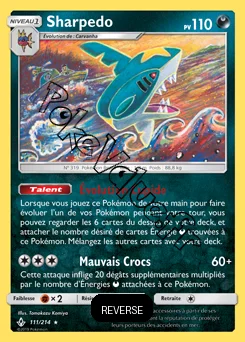 Carte Pokémon Sharpedo  Reverse n°111 de la série Alliance Infaillible