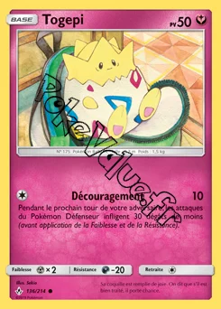 Carte Pokémon Togepi  n°136 de la série Alliance Infaillible