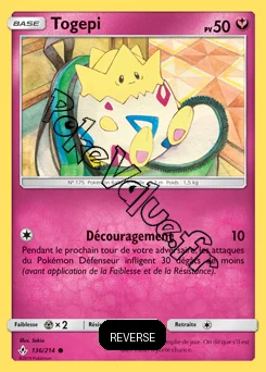 Carte Pokémon Togepi  Reverse n°136 de la série Alliance Infaillible