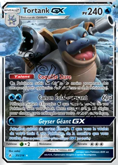 Carte Pokémon Tortank GX n°35 de la série Alliance Infaillible