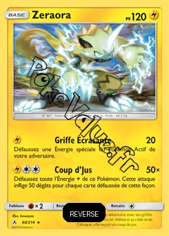 Carte Pokémon Zeraora  Reverse n°60 de la série Alliance Infaillible