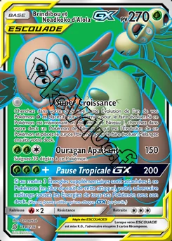 Carte Pokémon Brindibou et Noadkoko d’Alola GX n°214 de la série Harmonie des Esprits